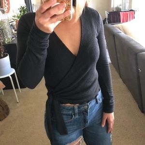 A&F ribbed Wrap Top